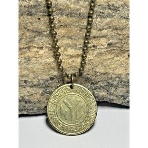 1980s NYC Subway Token Pendant Necklace - Vintage New York City. Great Gift